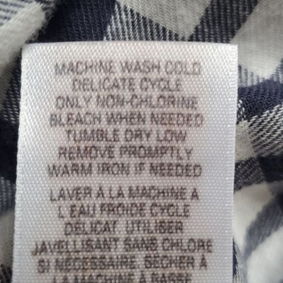 𝅺splendid Black White Plaid Long Sleeve Checkered Button Down Shirt Top Size XS - Picture 11 of 11